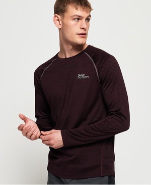 Superdry Active Loose Microvent Hosszú Ujjú Férfi Pólók MélyBordó | TLOQY5320